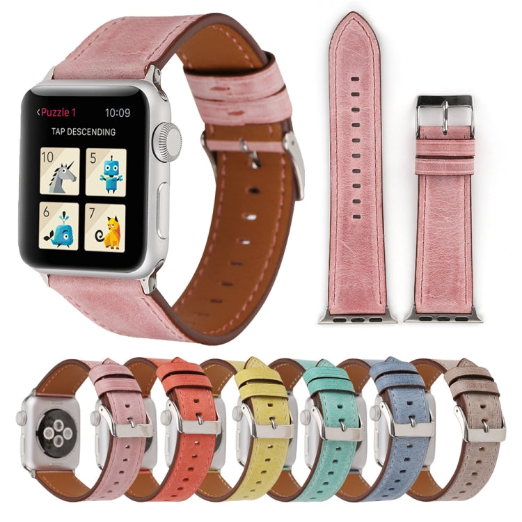 Pour Apple Watch Series 8&7 41mm / SE 2&6&SE&5&4 40mm / 3&2&1 38mm Bracelet de montre en cuir véritable de style frais, 38mm