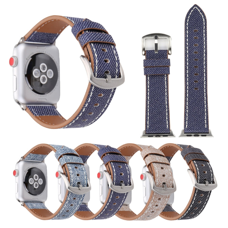 Pour Apple Watch Series 8 & 7 41mm / SE 2 & 6 & SE & 5 & 4 40mm / 3 & 2 & 1 38mm Simple mode cuir véritable motif Cowboy bracelet de montre, 38mm