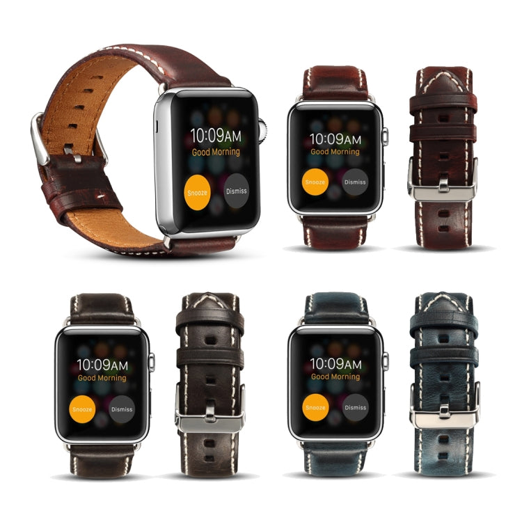 Denior Bracelet de montre rétro en cuir ciré à l'huile pour Apple Watch Series 7 45 mm/6 & SE & 5 & 4 44 mm/3 & 2 & 1 42 mm