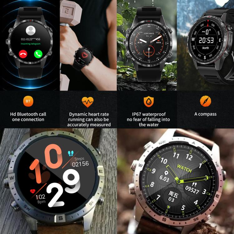 Montre intelligente étanche HAMTOD GT45 1,6 pouces, prise en charge des appels Bluetooth/fréquence cardiaque/surveillance de l'oxygène sanguin