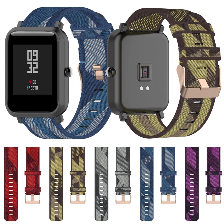 Bracelet de montre en nylon tissé à rayures de 20 mm pour Huami Amazfit GTR 42 mm / GTS / BIP / BIP Lite