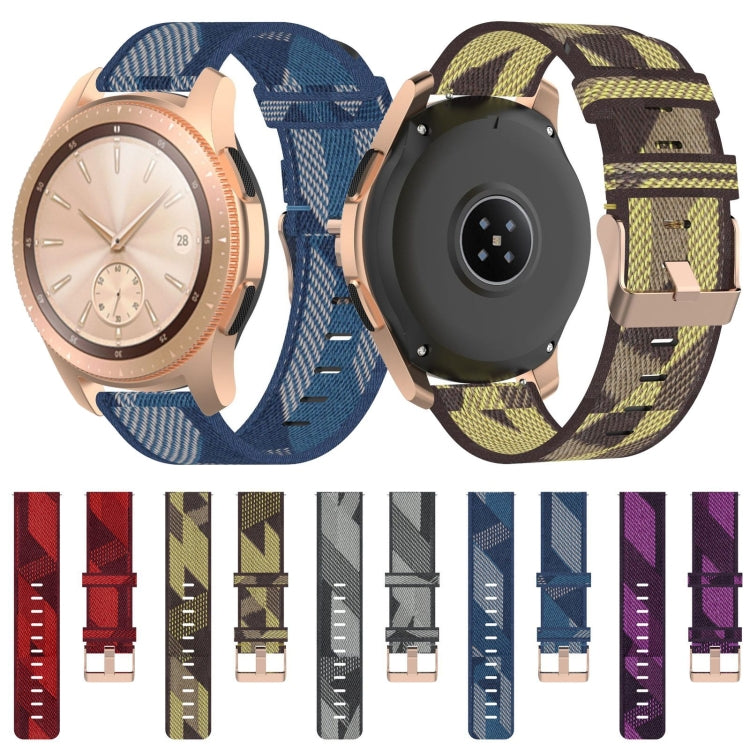 Bracelet de montre en nylon tissé à rayures de 20 mm, pour Galaxy Watch 42 mm, Galaxy Active/Active 2, Gear Sport, S2 Classic