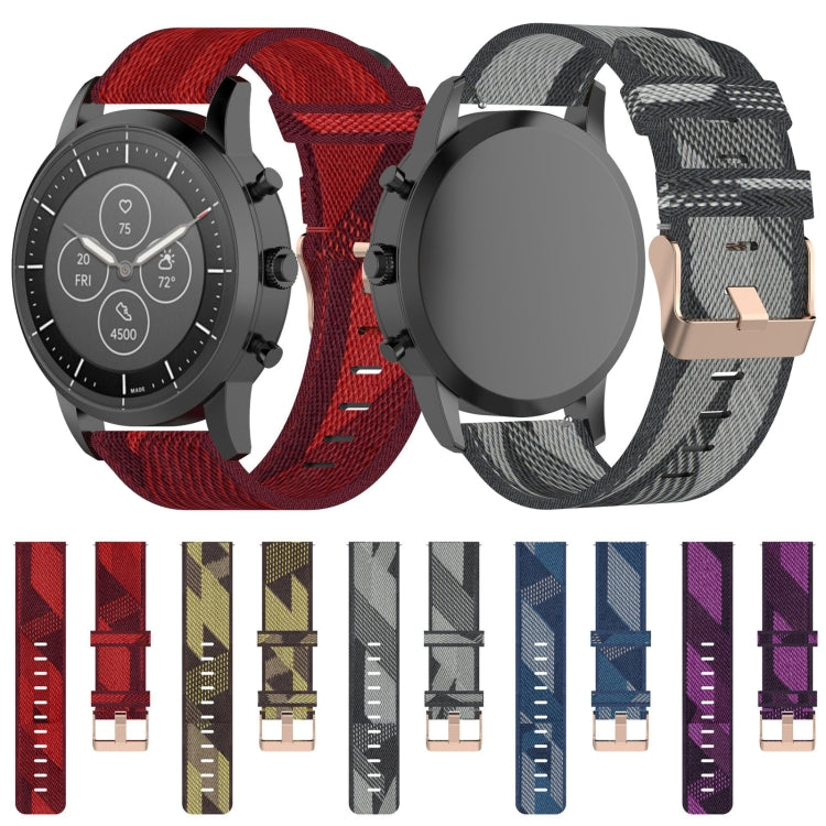 Bracelet de montre en nylon tissé à rayures de 22 mm pour montre intelligente hybride Fossil HR, homme Gen 4 Explorist HR & Sport