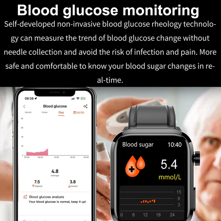 ET210 1,91 pouces IPS écran IP67 montre intelligente bande de silicone étanche, prise en charge de la surveillance de la température corporelle/ECG, ET210