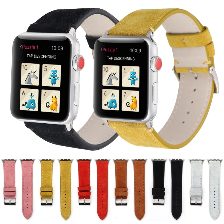 Bracelet de montre en cuir véritable givré pour Apple Watch Series 6 & SE & 5 & 4 44mm / 3 & 2 & 1 42mm, For Apple Watch Series 7 45mm / 6 & SE & 5 & 4 44mm / 3 & 2 & 1 42mm