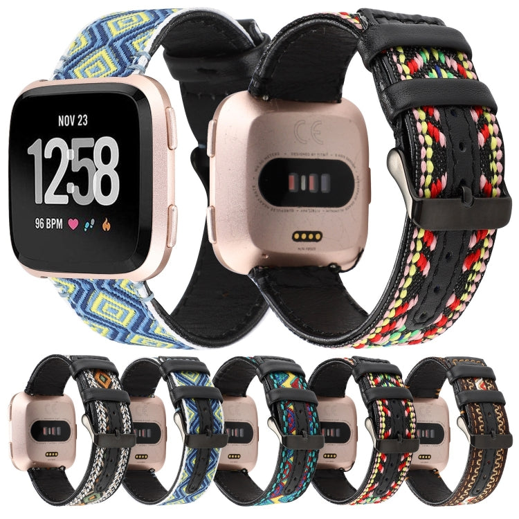 Pour bracelet en cuir véritable de style ethnique Fitbit Versa
