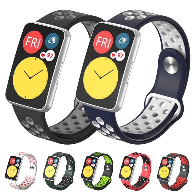 Pour Huawei Watch Fit Bracelet de remplacement en silicone bicolore à boucle inversée