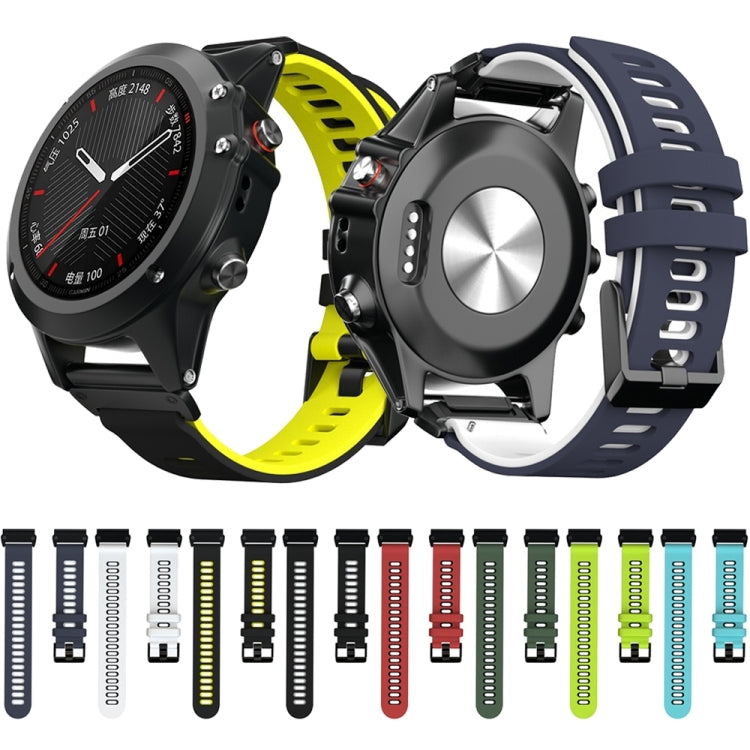 Pour Garmin Fenix 6X Bracelet de rechange en silicone bicolore à dégagement rapide, For Garmin Fenix 6X