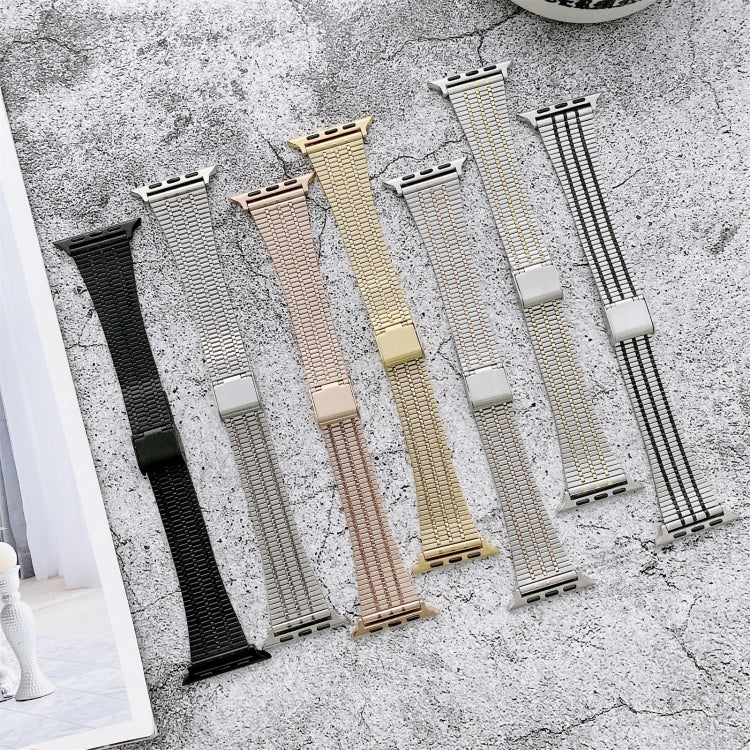 Bracelet de montre en acier à sept perles de couleur assortie, For Apple Watch Series 7 41mm / & 6 & SE & 5 & 4 40mm, For Apple Watch Series 7 45mm / & 6 & SE & 5 & 4 44mm