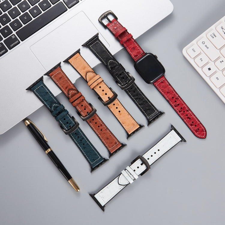 Bracelets de remplacement en cuir texturé d'autruche pour la série Apple Watch, 7 45mm / 6 & SE & 5 & 4 44mm / 3 & 2 & 1 42mm