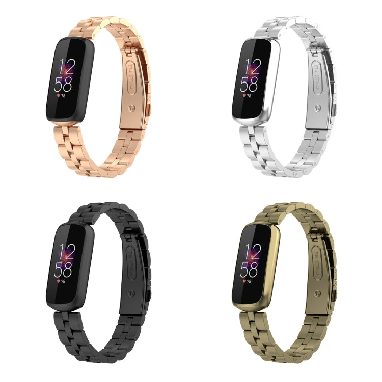 Pour Fitbit Luxe édition spéciale trois perles en acier inoxydable boucle plate bracelet de remplacement bracelet de montre