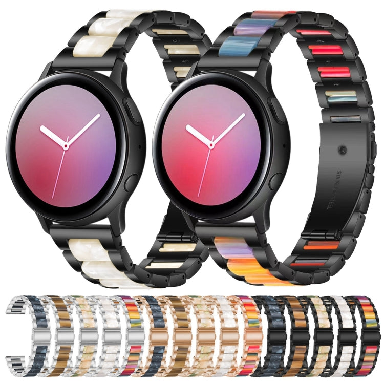 Bracelet de montre en acier + résine à trois perles, For Samsung Smart Watch 20mm, For Samsung Smart Watch 22mm