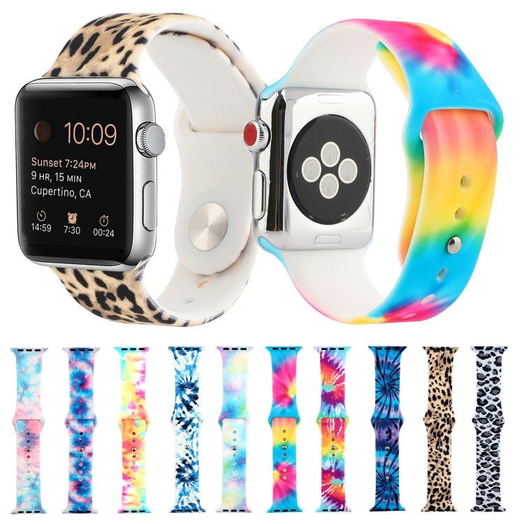 Bracelet de montre de remplacement à motif peint en silicone pour la série Apple Watch, 7 45mm / 6 & SE & 5 & 4 44mm / 3 & 2 & 1 42mm, 7 41mm / 6 & SE & 5 & 4 40mm / 3 & 2 & 1 38mm