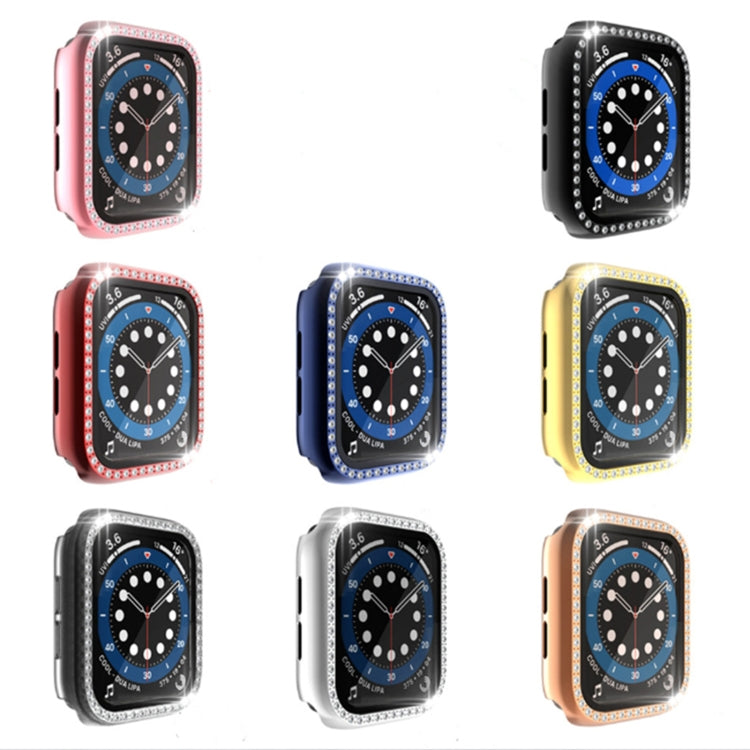 Étui de protection en diamant à une rangée PC pour galvanoplastie avec film en verre trempé pour la série Apple Watch, 3 & 2 & 1 38mm, 3 & 2 & 1 42mm