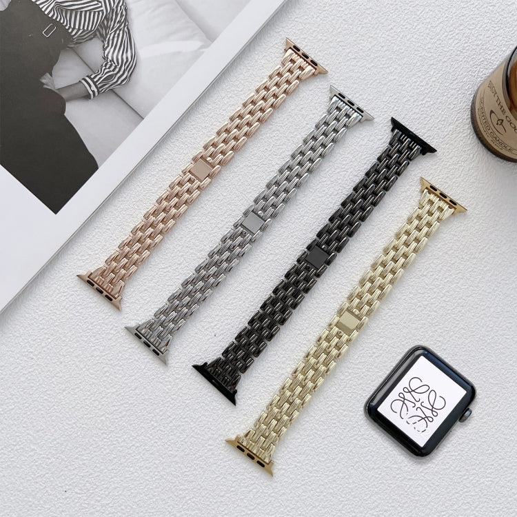 Bracelet de montre en acier inoxydable à cinq rayures de baht pour la série Apple Watch, 7 41mm / 6&SE&5&4 40mm / 3&2&1 38mm, 7 45mm / 6&SE&5&4 44mm / 3&2&1 42mm