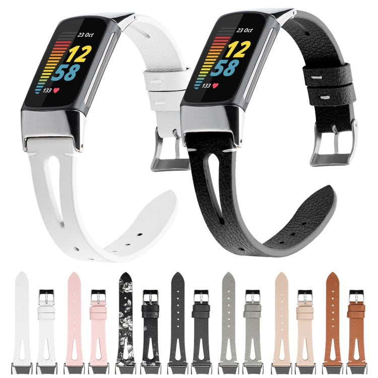Bracelet de montre en cuir à queue pointue FC5-18, For Fitbit Charge 5