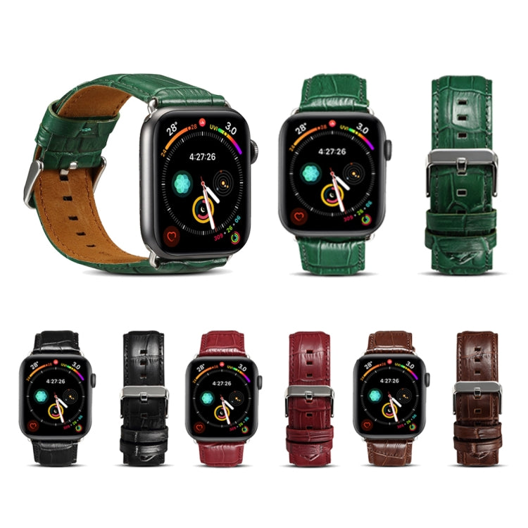 Bracelet de montre en cuir de vachette à texture crocodile, For Apple Watch Series, For Apple Watch Series 5