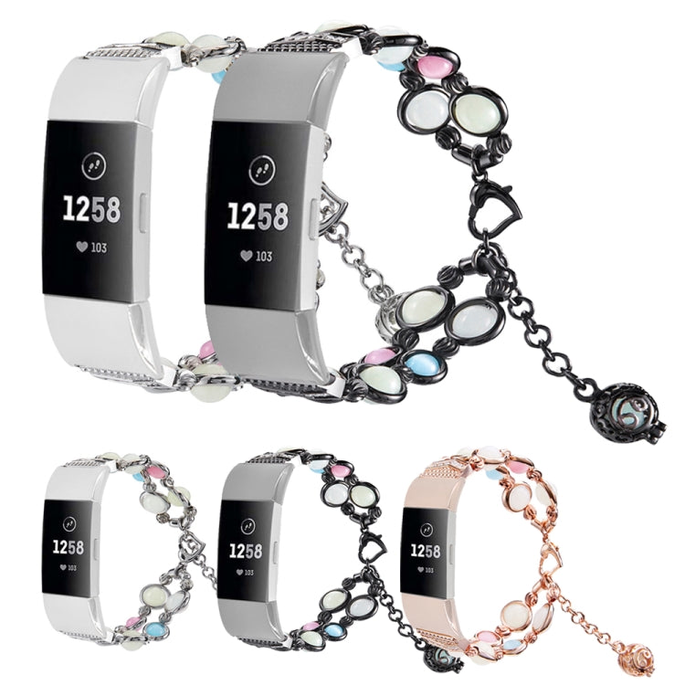 Bracelet de montre en acier avec perles lumineuses en agate, For Fitbit Charge 5
