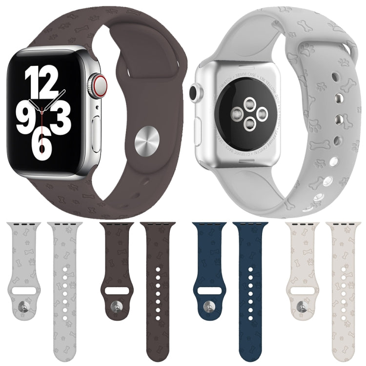 Bracelet de montre en silicone gaufré patte de chien pour la série Apple Watch, 7 41mm / 6&SE&5&4 40mm / 3&2&1 38mm, 7 45mm / 6&SE&5&4 44mm / 3&2&1 42mm