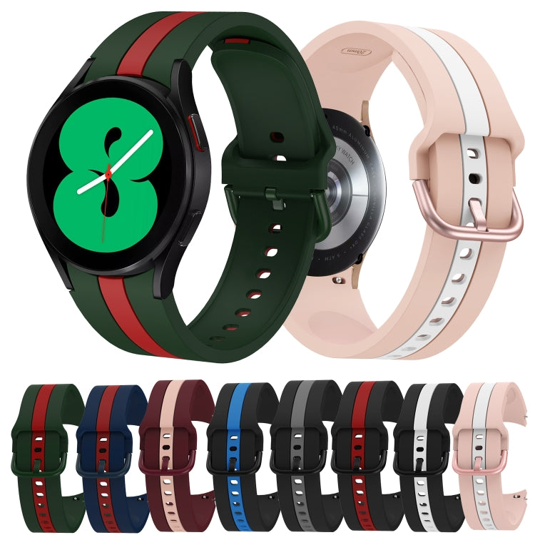 Pour Samsung Galaxy Watch4 40/44mm / Watch4 Classic 42/46mm Bracelet de montre en silicone bicolore à trois bandes verticales