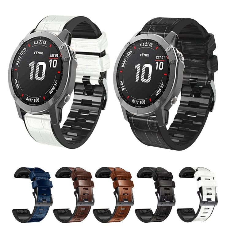 Bracelet de montre en cuir de silicone à texture crocodile, For Garmin Fenix 7/6 Pro/5 Plus 22mm, For Garmin Fenix 7X/6X Pro/Tactix 7 26mm
