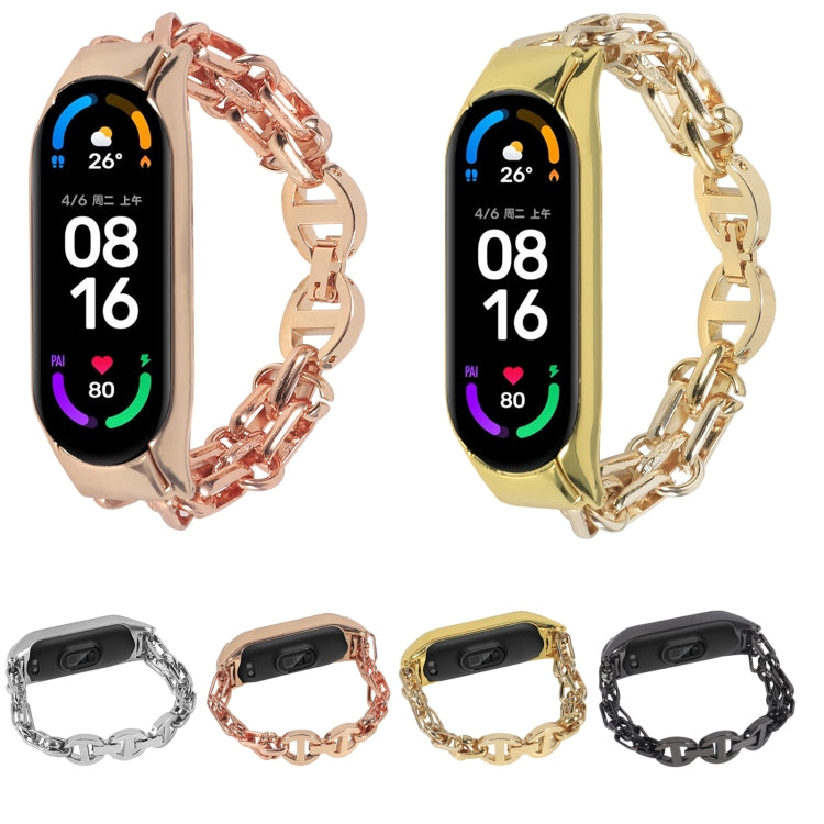 Bracelet de montre en acier inoxydable avec chaîne en métal, For Xiaomi Mi Band 4 / 3, For Xiaomi Mi Band 6 / 5, For Xiaomi Mi Band 7