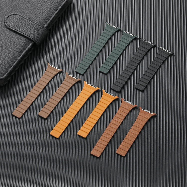 Bracelet de montre en cuir magnétique solide pour la série Apple Watch, 7 41mm / 6&SE&5&4 40mm / 3&2&1 38mm, 7 45mm / 6&SE&5&4 44mm / 3&2&1 42mm