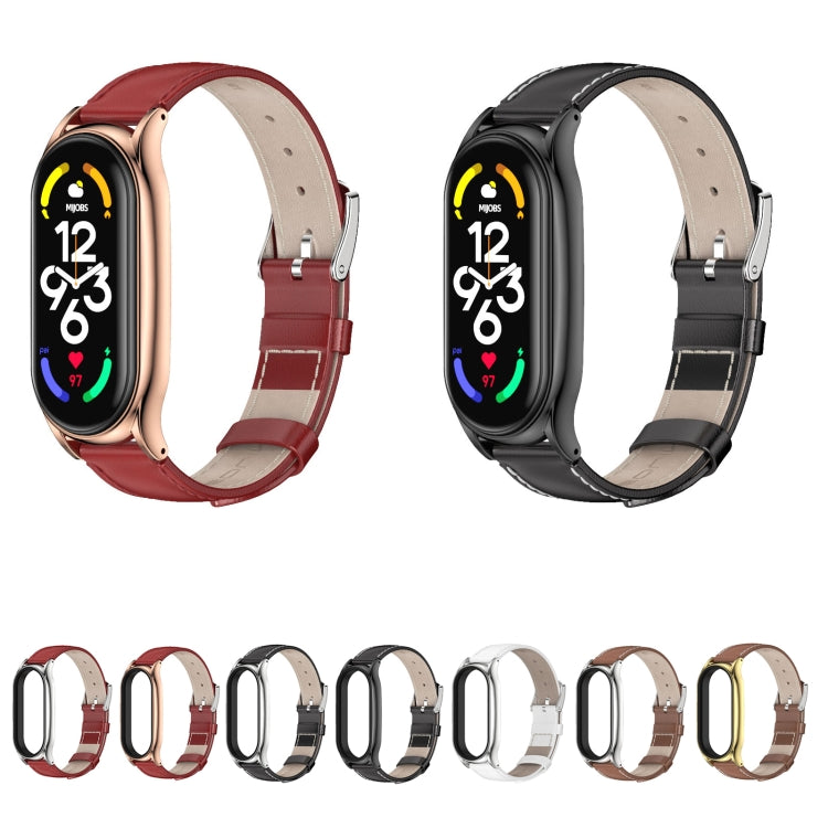 Bracelet de montre en cuir véritable MIJOBS Plus, For Xiaomi Mi Band 7 / 7 NFC
