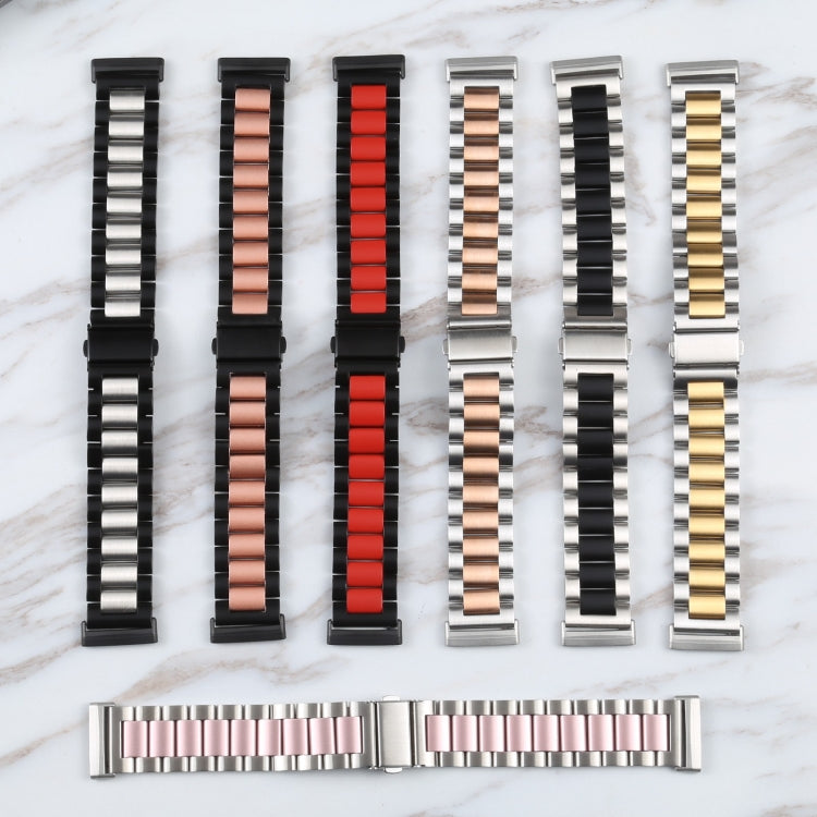Bracelet de montre en acier inoxydable 3 perles, For Fitbit Versa 4/Sense 2/Versa 3/Sense, For Fitbit Versa 4