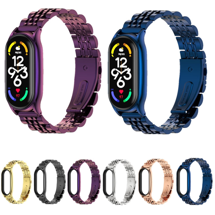 MIJOBS Plus Bracelet de montre en acier inoxydable à sept perles, For Xiaomi Mi Band 7 / 7 NFC