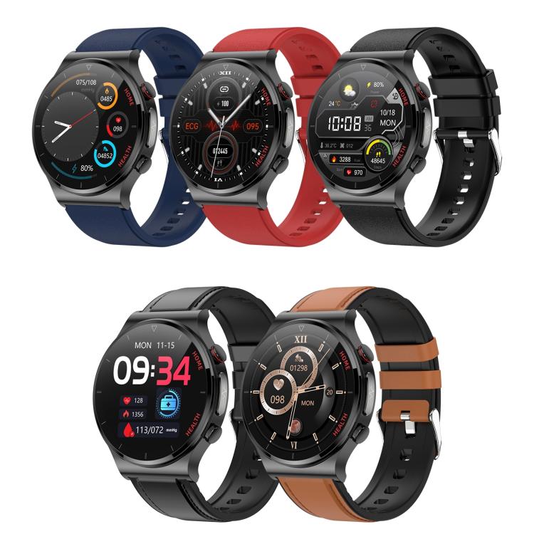 E300 Bracelet de montre en cuir avec écran de 1,32 pouces La montre de santé intelligente prend en charge la surveillance de la température corporelle, la surveillance de la pression artérielle par ECG