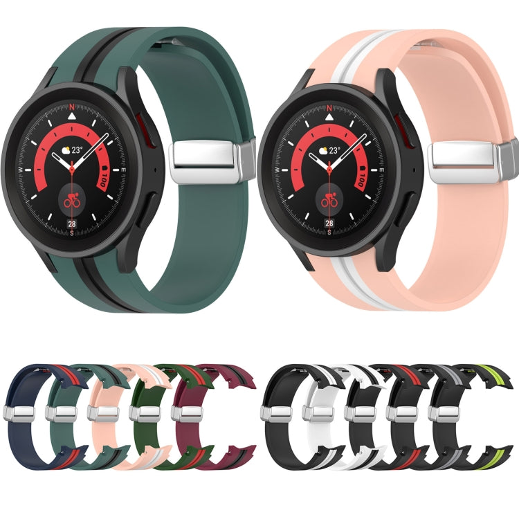 Bracelet de montre en silicone à boucle argentée bicolore, For Samsung Galaxy Watch 5 Pro