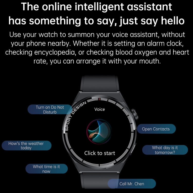 MD3MAX Porsche Ver 1,39 pouces écran rond bracelet en TPU montre intelligente prend en charge la surveillance de la fréquence cardiaque/surveillance de l'oxygène sanguin, TPU Strap