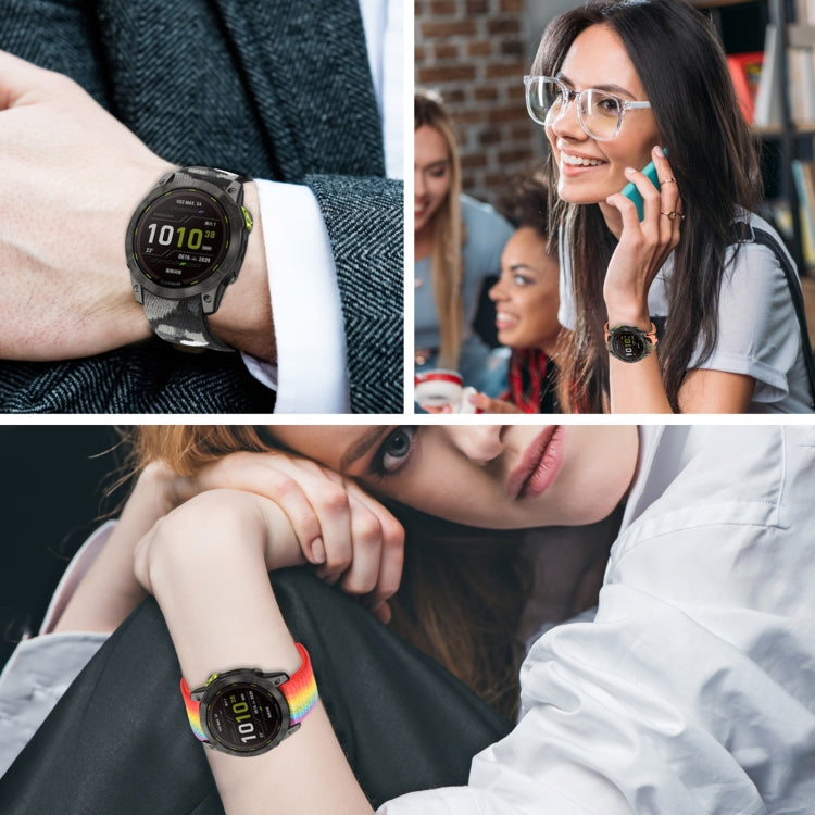 Bande de montre en nylon à fermeture auto-agrippante, For Garmin Fenix 7, For Garmin Fenix 7X