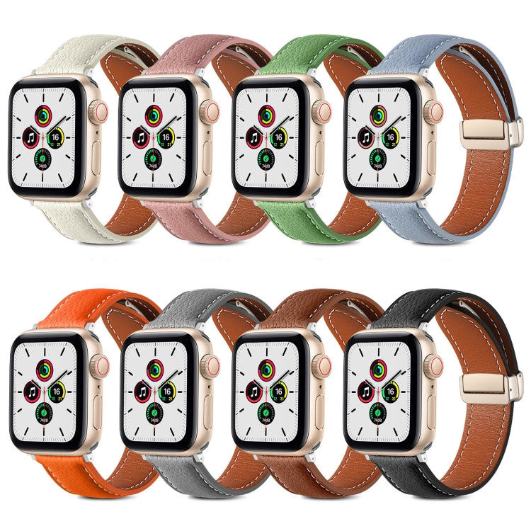 Bracelet de montre en cuir véritable à boucle déployante, For Apple Watch Ultra 49mm / Series 8&7 45mm / SE 2&6&SE&5&4 44mm / 3&2&1 42mm, For Apple Watch Series 8&7 41mm / SE 2&6&SE&5&4 40mm / 3&2&1 38mm