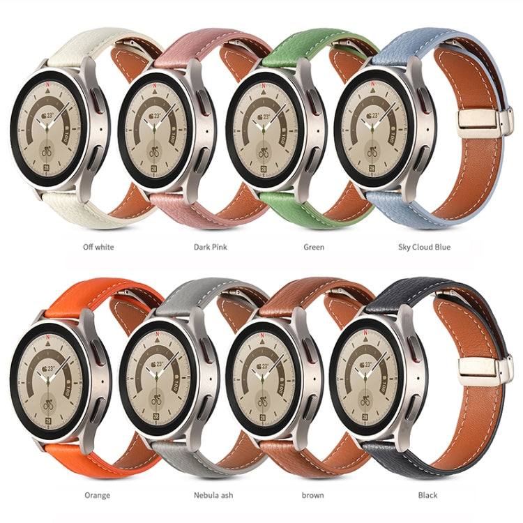 Bracelet de montre en cuir véritable à boucle déployante, For Samsung Galaxy Watch 5