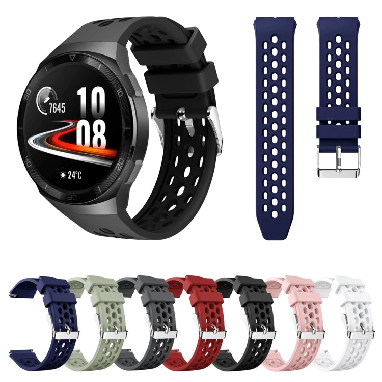 Bracelet de montre en silicone à trou rond de couleur unie, For Huawei Watch GT 2e
