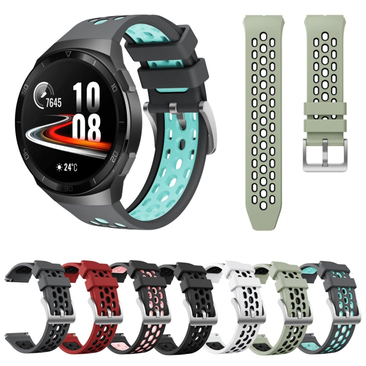 Bracelet de montre en silicone à trou rond bicolore, For Huawei Watch GT 2e