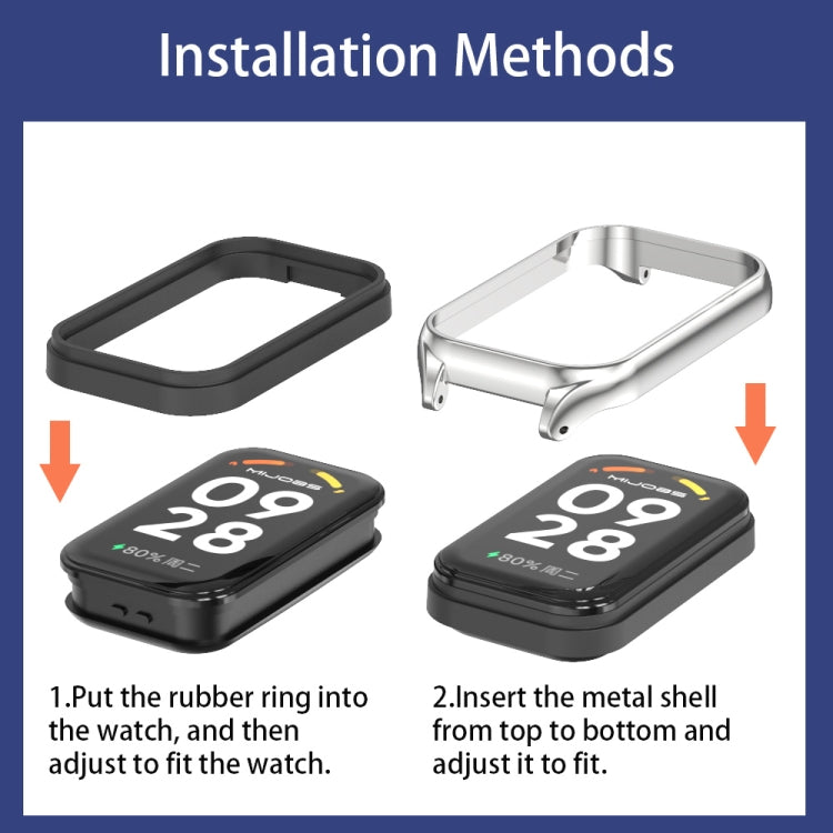 Bracelet de montre en silicone Mijobs Metal Shell Ocean, For Xiaomi Smart Band 8 Active / Redmi Band 2