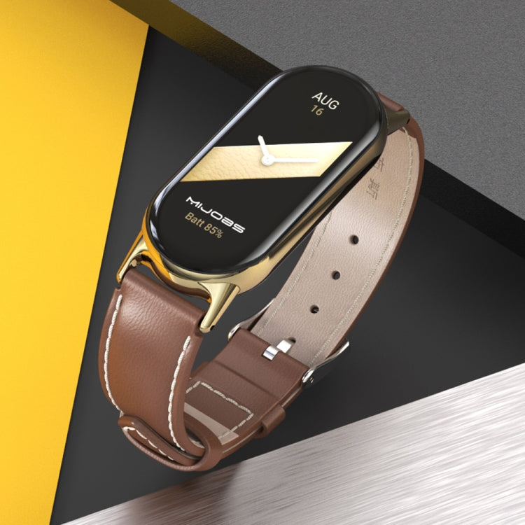 Bracelet de montre en cuir véritable Mijobs, For Xiaomi Smart Band 10 / 9 / 8