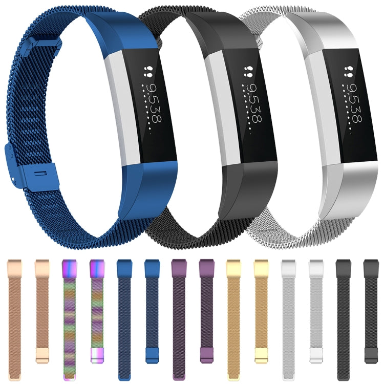 Pour Fitbit Alta / Alta HR / ACE Watch Button Mesh Bracelet de rechange en métal Bracelet de montre, S, L
