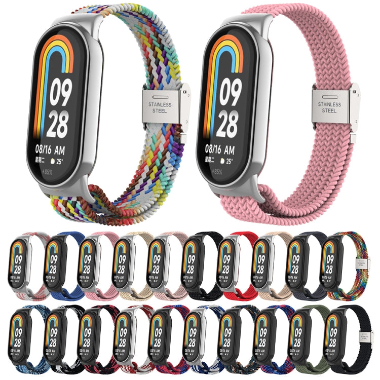 Tête en métal + bracelet de montre à boucle en acier tressé en nylon réglable, For Xiaomi Mi Band 8