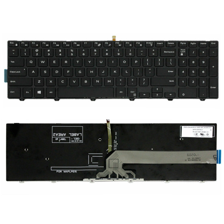 Clavier d'ordinateur portable rétroéclairé, For Dell 15-9550 / 15-3000 / 15-5542