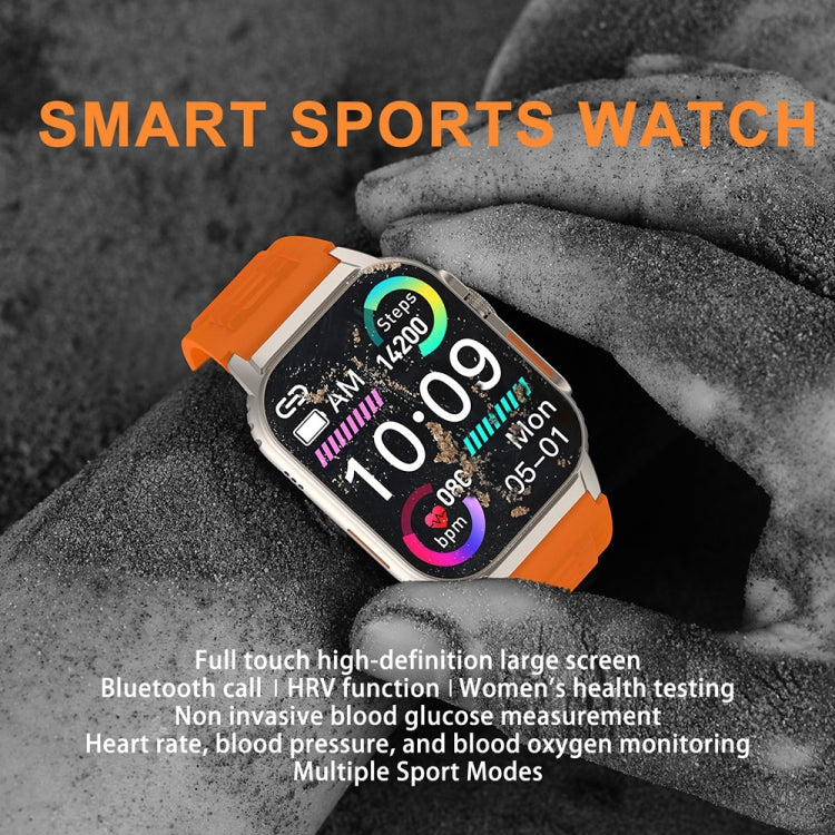 Bracelet intelligent G41, montre intelligente étanche IP67 de 2,01 pouces, appel Bluetooth/fréquence cardiaque/glycémie Non invasive/HRV/MET