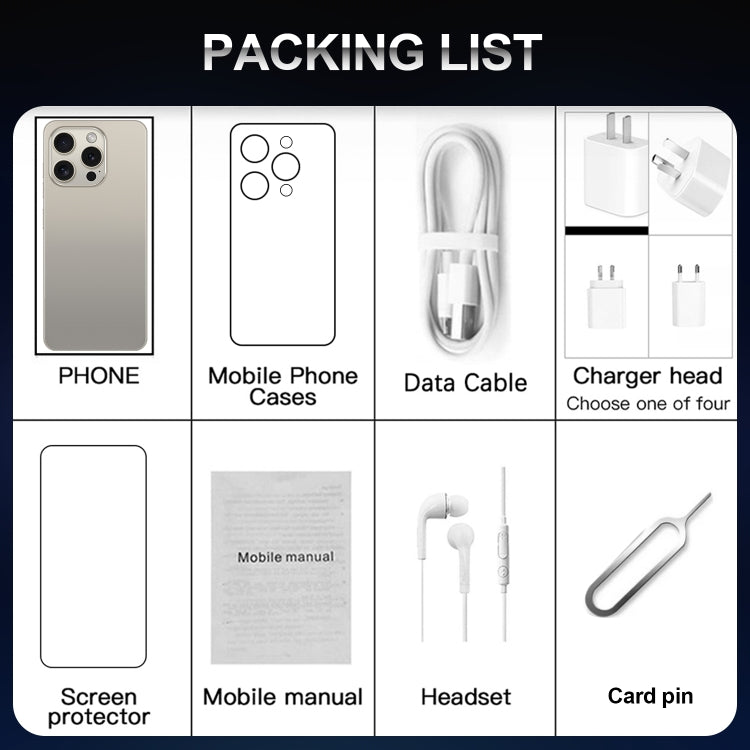 i15 Pro Max / VD1, écran 6,79 pouces, identification faciale, Android 8.1 MTK6753 Octa Core, réseau : 4G, double SIM, 3GB+32GB