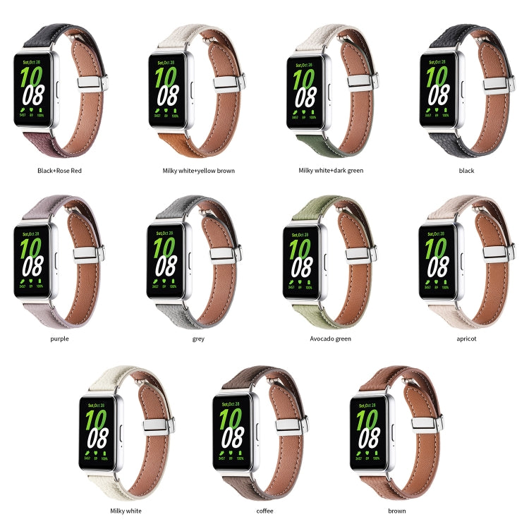 Bracelet de montre en cuir fin à boucle magnétique et texture Litchi, For Samsung Galaxy Fit 3
