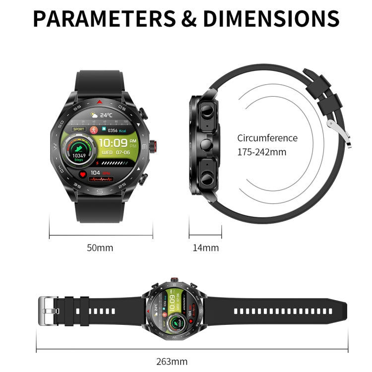LEMFO T95 1,52 pouces IPS écran 2 en 1 Bluetooth écouteur montre intelligente prise en charge de la surveillance de la santé