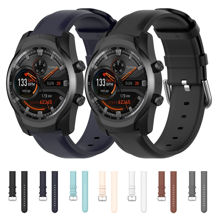 Bracelet en cuir de 22 mm avec boucle à queue ronde, For Ticwatch Pro 2020, For Huawei Watch GT2E, For Samsung Galaxy Watch 3 45mm