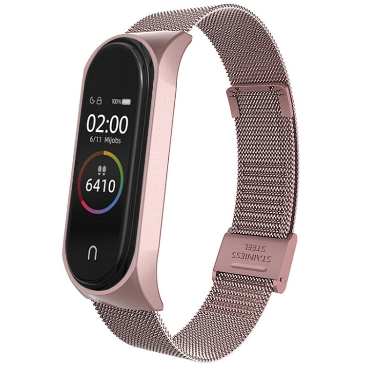 Pour Xiaomi Mi Band 4 / 3 Bracelet de remplacement en métal milanais, Silver, Black, Rose Gold, Rose Pink