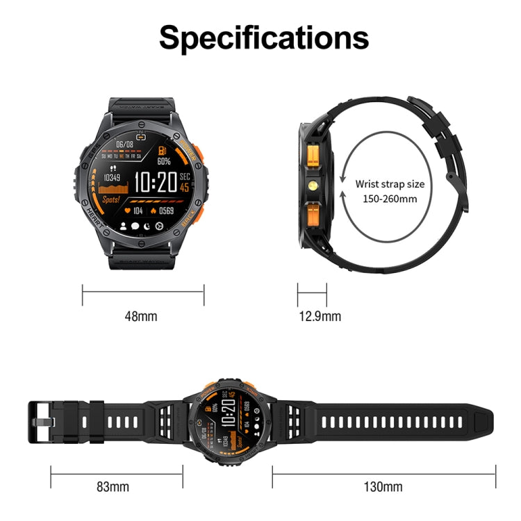 Montre connectée de sport GPS LEMFO K67 avec écran AMOLED de 1,43 pouces, prise en charge des appels Bluetooth / surveillance de la santé